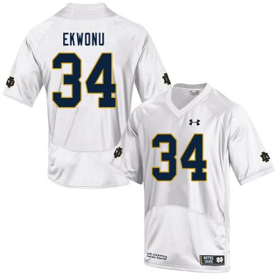 Notre Dame Fighting Irish Men's Osita Ekwonu #34 White Under Armour Authentic Stitched College NCAA Football Jersey VLM0099SS